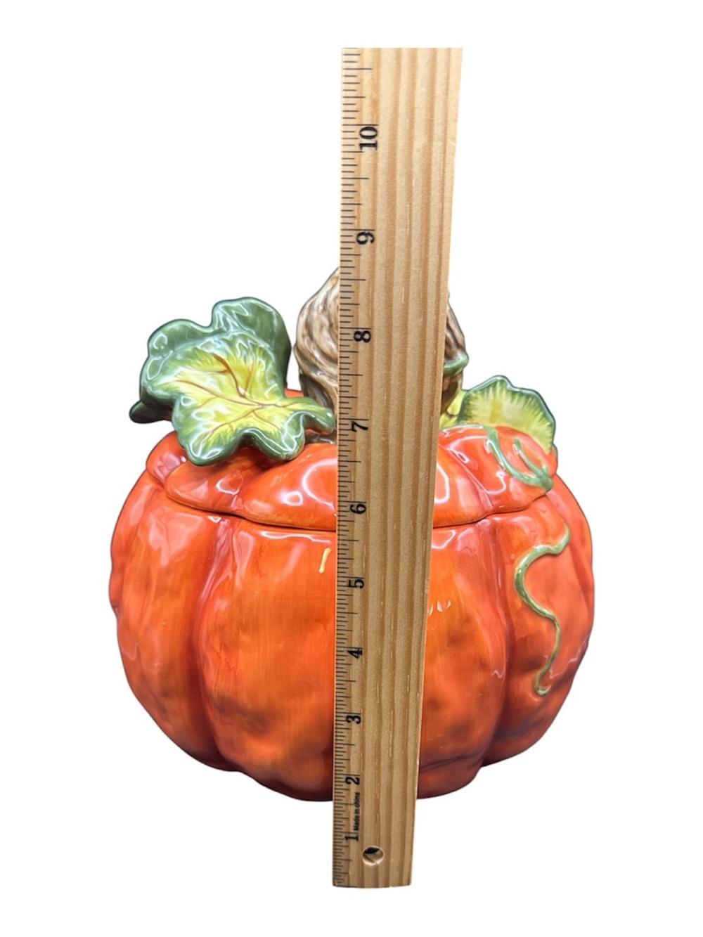 Vintage Lidded Ceramic Pumpkin Tureen:Cookie Jar - Picture 5 of 6